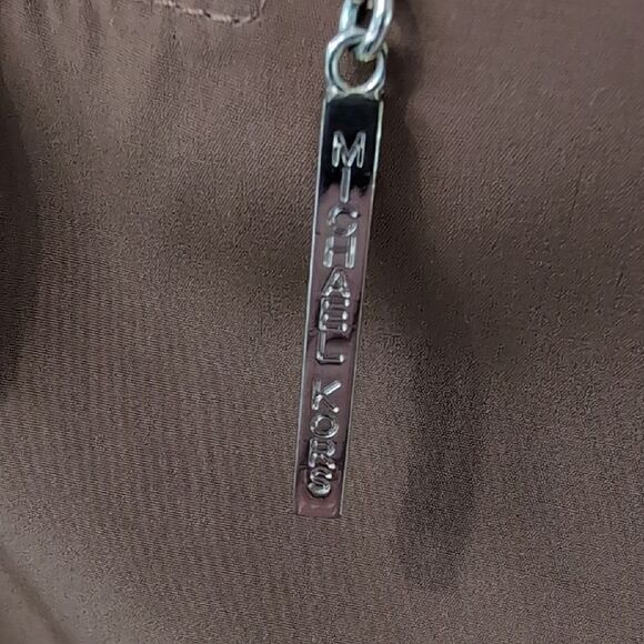 Michael Kors Brown Sheath Dress with Crew Neck and 3/4 Sleeves - Picture 9 of 12